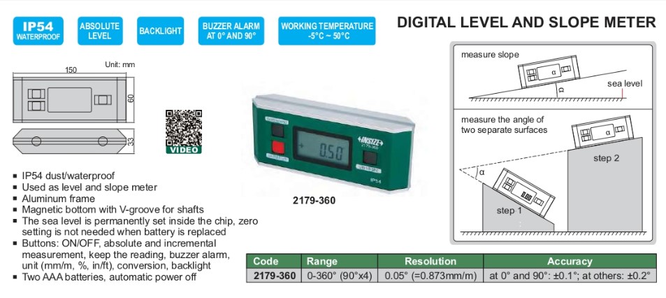 DIGITAL LEVEL AND PROTRACTOR รุ่น 2179